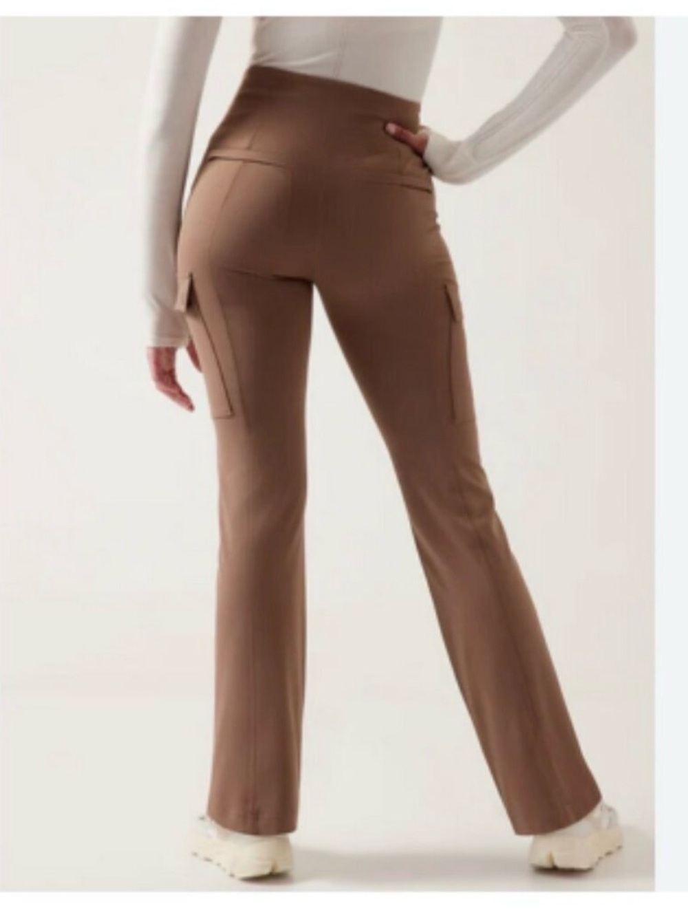 Athleta Delancey Straight Cargo Pant Brown High Rise Stretch Trousers - Picture 3 of 6